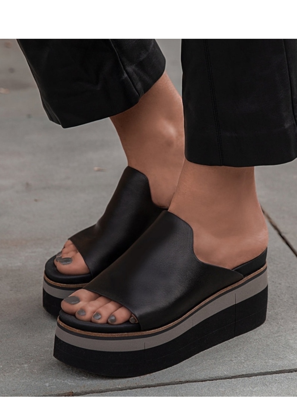 Naked Feet FLOW in BLACK Platform Sandals Size 9